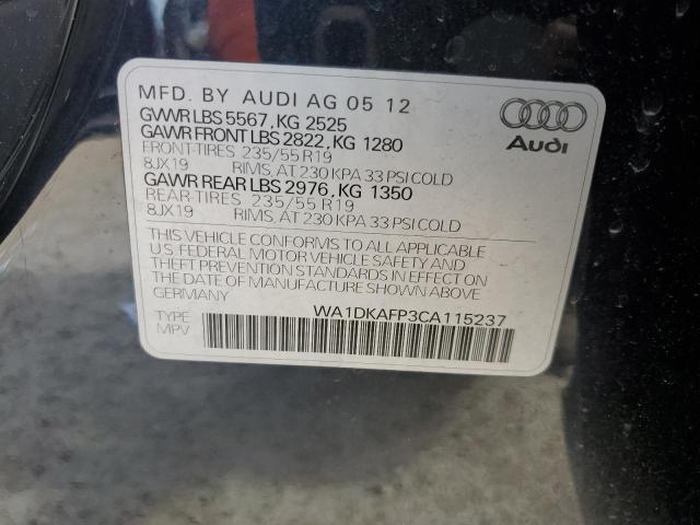 2012 Audi Q5 Premium Plus VIN: WA1DKAFP3CA115237 Lot: 60118024