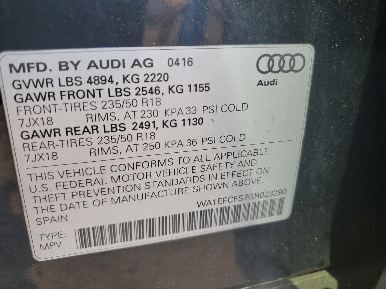 WA1EFCFS7GR023290 2016 Audi Q3 Premium Plus