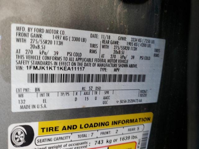 2019 Ford Expedition Max Limited VIN: 1FMJK1KT1KEA11117 Lot: 61643104