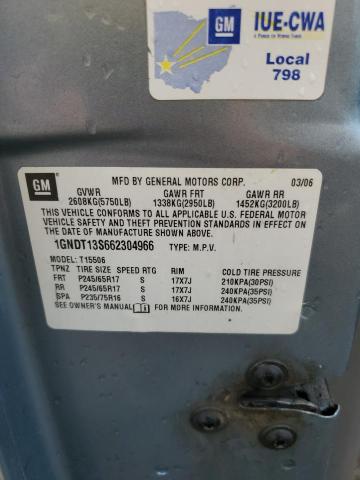 2006 Chevrolet Trailblazer Ls VIN: 1GNDT13S662304966 Lot: 60882304