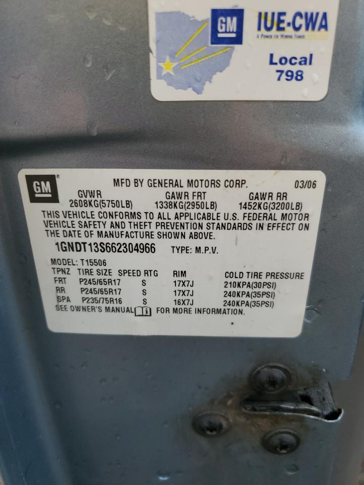 1GNDT13S662304966 2006 Chevrolet Trailblazer Ls