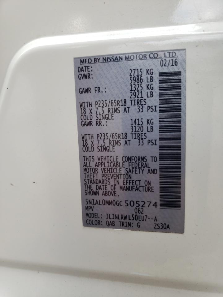 5N1AL0MM0GC505274 2016 Infiniti Qx60