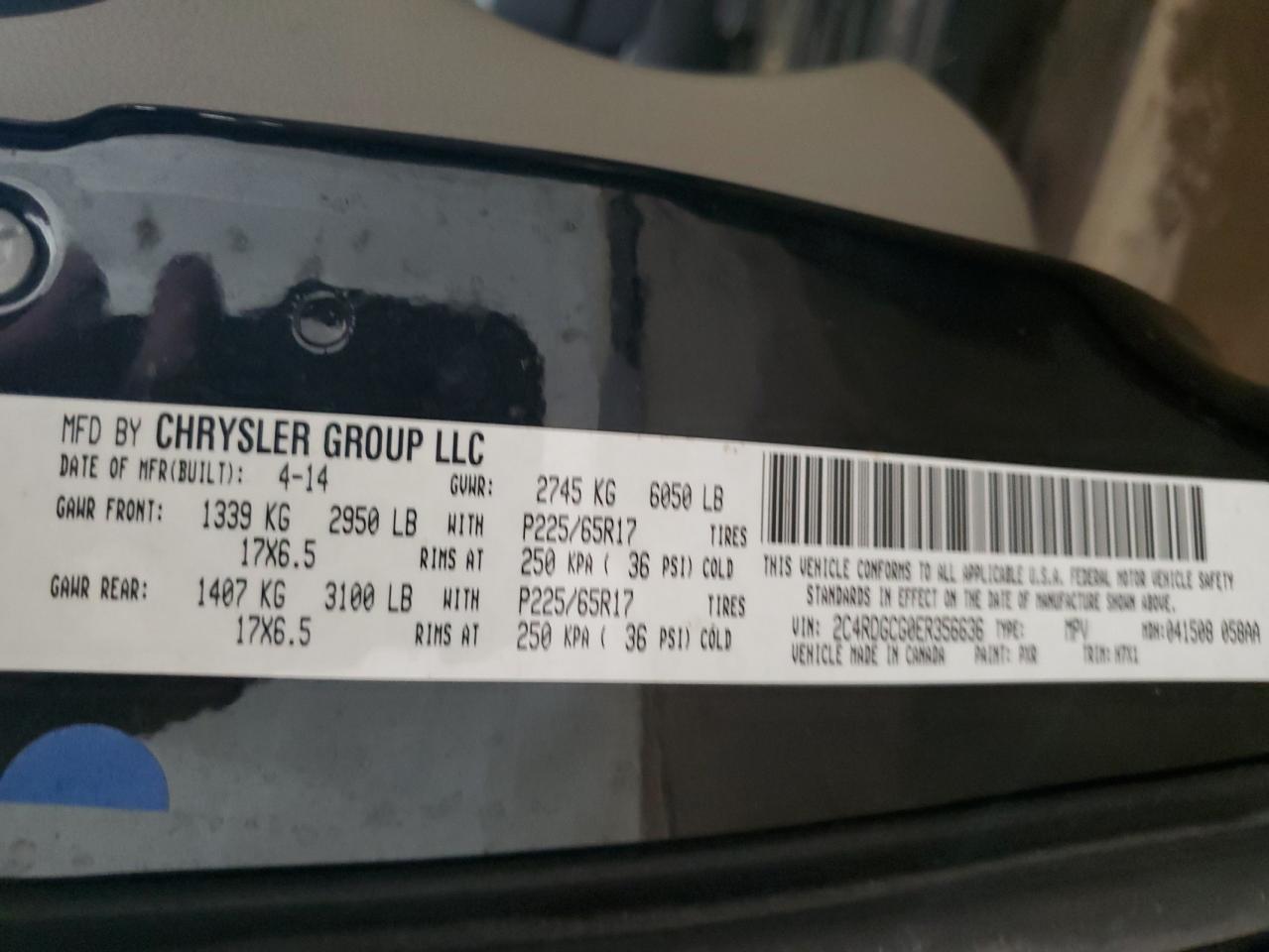 2C4RDGCG0ER356636 2014 Dodge Grand Caravan Sxt