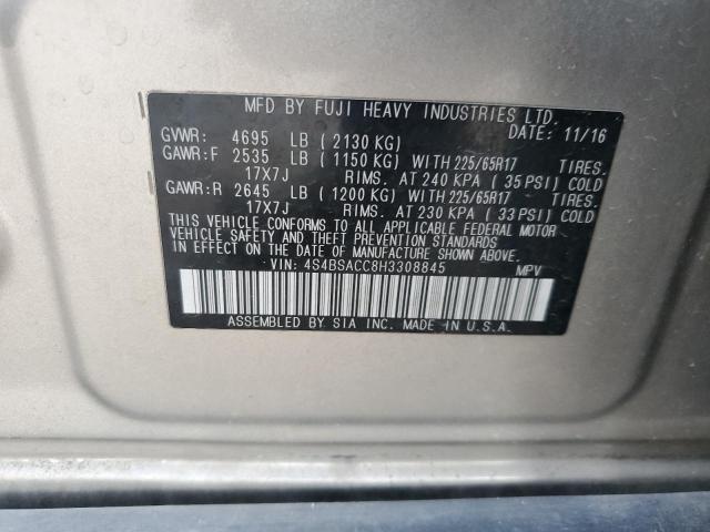 2017 Subaru Outback 2.5I Premium VIN: 4S4BSACC8H3308845 Lot: 61527674