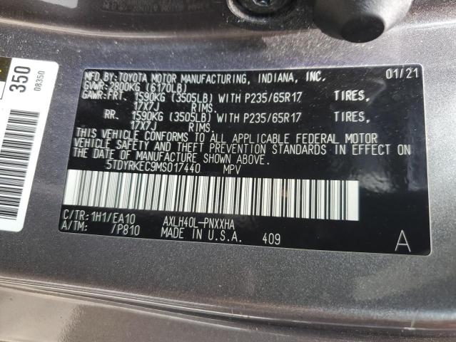 2021 TOYOTA SIENNA XLE - 5TDYRKEC9MS017440