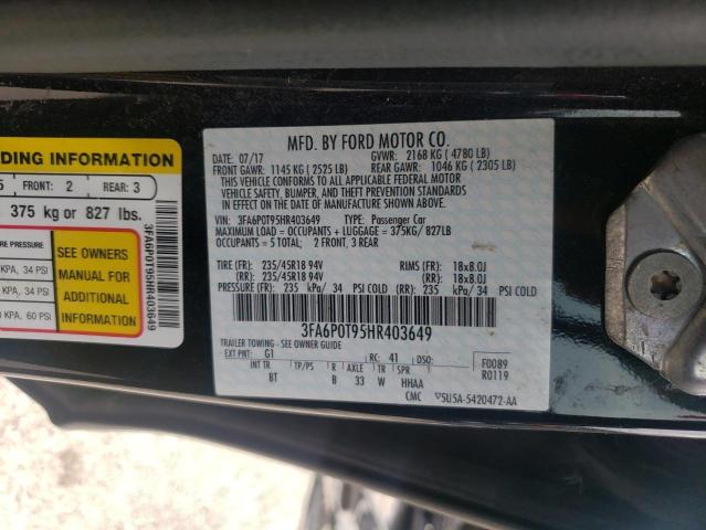 VIN 3FA6P0T95HR403649 2017 Ford Fusion, SE no.12