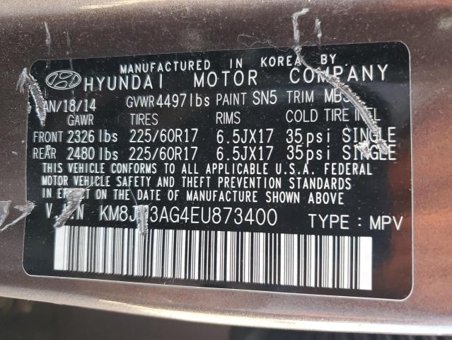 2014 Hyundai Tucson Gls VIN: KM8JU3AG4EU873400 Lot: 63391154