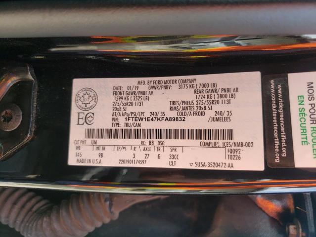 2019 FORD F150 SUPER - 1FTEW1E47KFA89832
