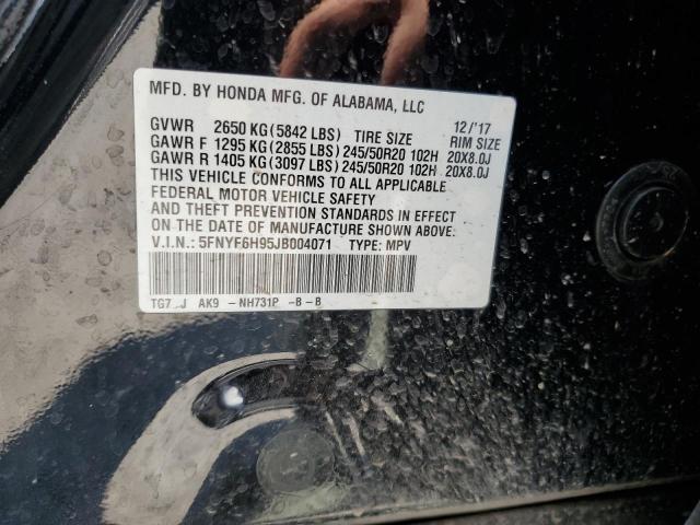 2018 Honda Pilot Touring VIN: 5FNYF6H95JB004071 Lot: 61803164