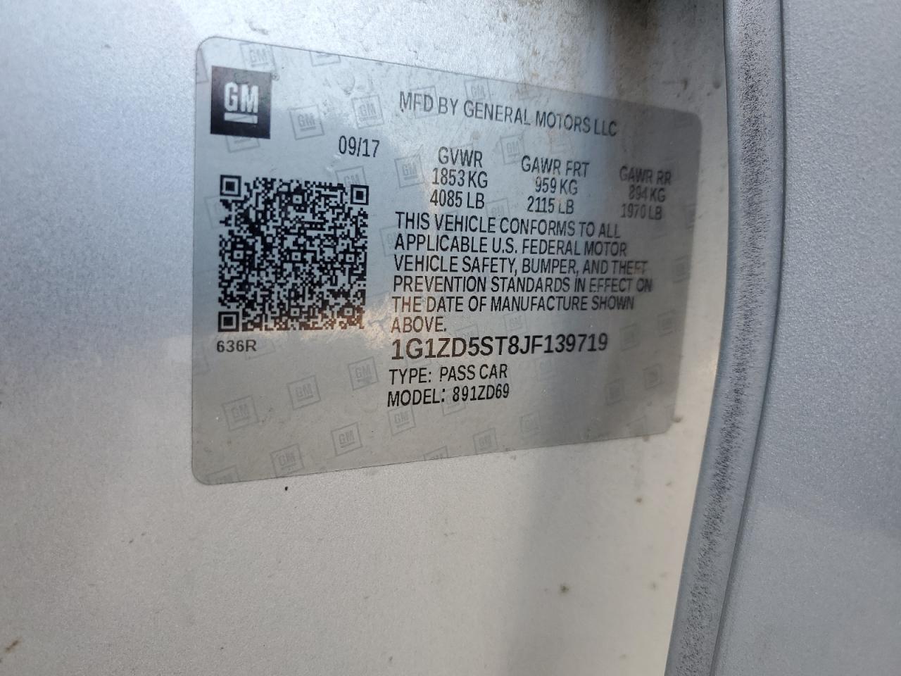 1G1ZD5ST8JF139719 2018 Chevrolet Malibu Lt