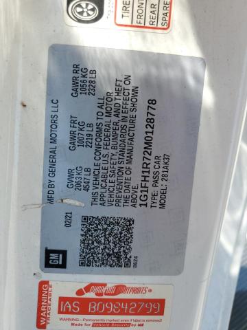 2021 Chevrolet Camaro Ss VIN: 1G1FH1R72M0128778 Lot: 61426404