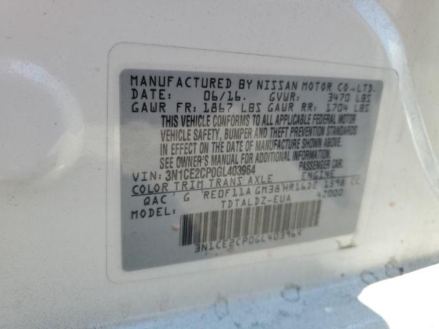 2016 Nissan Versa Note S VIN: 3N1CE2CP0GL403964 Lot: 62328214