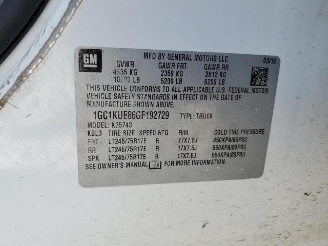 2016 CHEVROLET SILVERADO - 1GC1KUE86GF192729