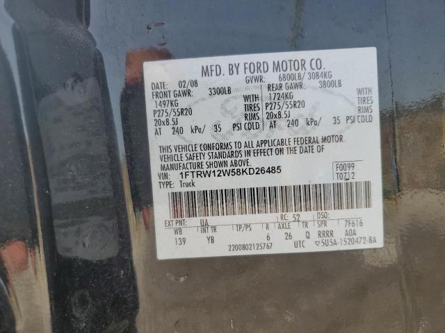 1FTRW12W58KD26485 2008 Ford F150 Supercrew