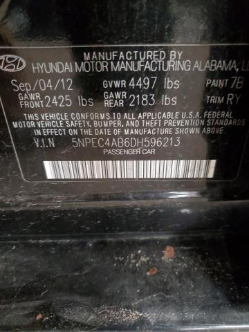 2013 Hyundai Sonata Se VIN: 5NPEC4AB6DH596213 Lot: 61488504