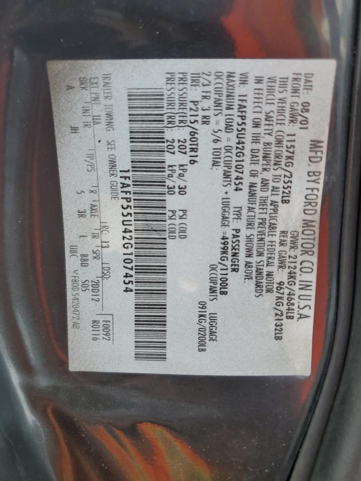 1FAFP55U42G107454 2002 Ford Taurus Ses