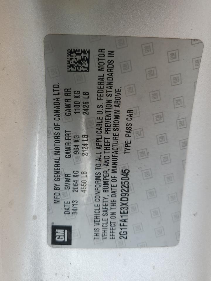 2G1FA1E3XD9225045 2013 Chevrolet Camaro Ls