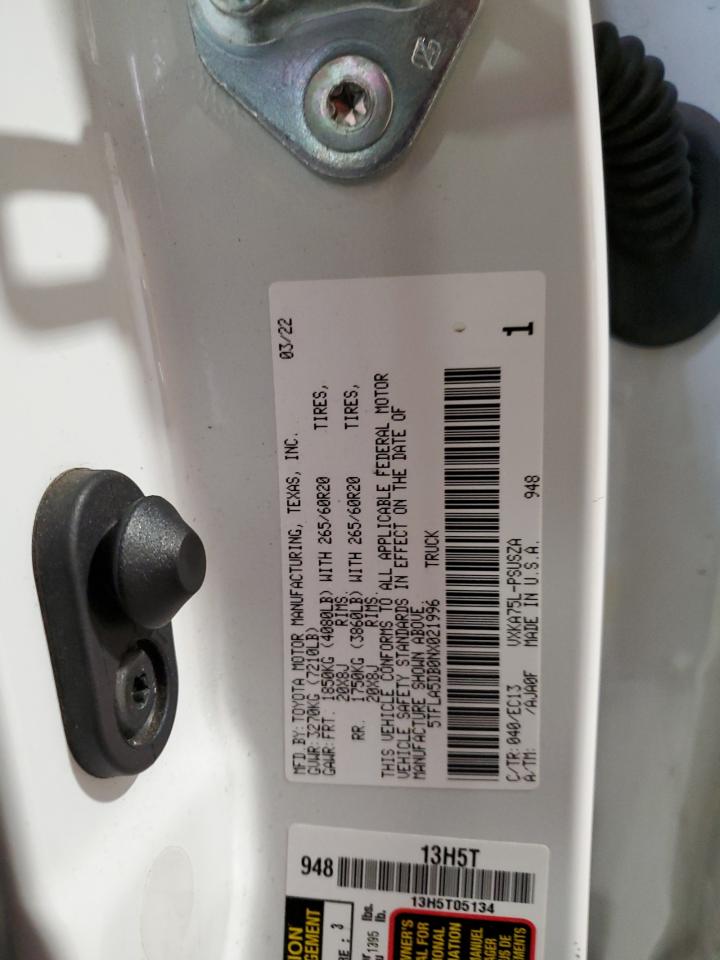 5TFLA5DB0NX021996 2022 Toyota Tundra Crewmax Sr