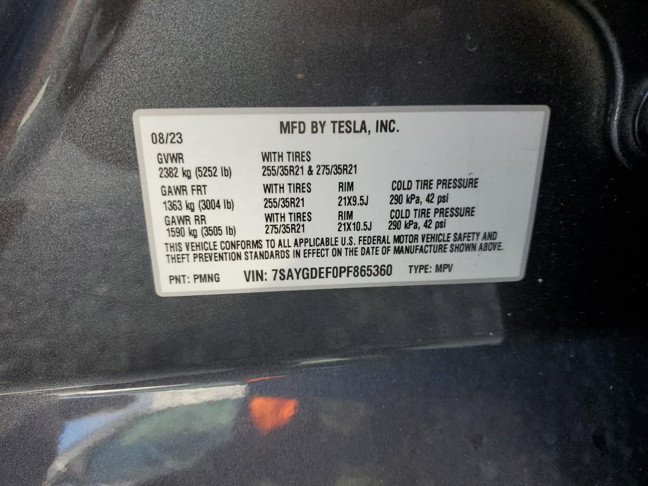 7SAYGDEF0PF865360 2023 Tesla Model Y