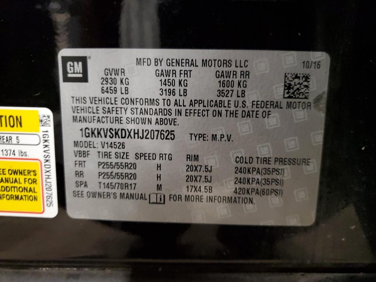 1GKKVSKDXHJ207625 2017 GMC Acadia Limited Slt-2