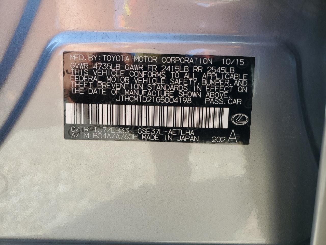 JTHCM1D21G5004198 2018 Lexus Is 300