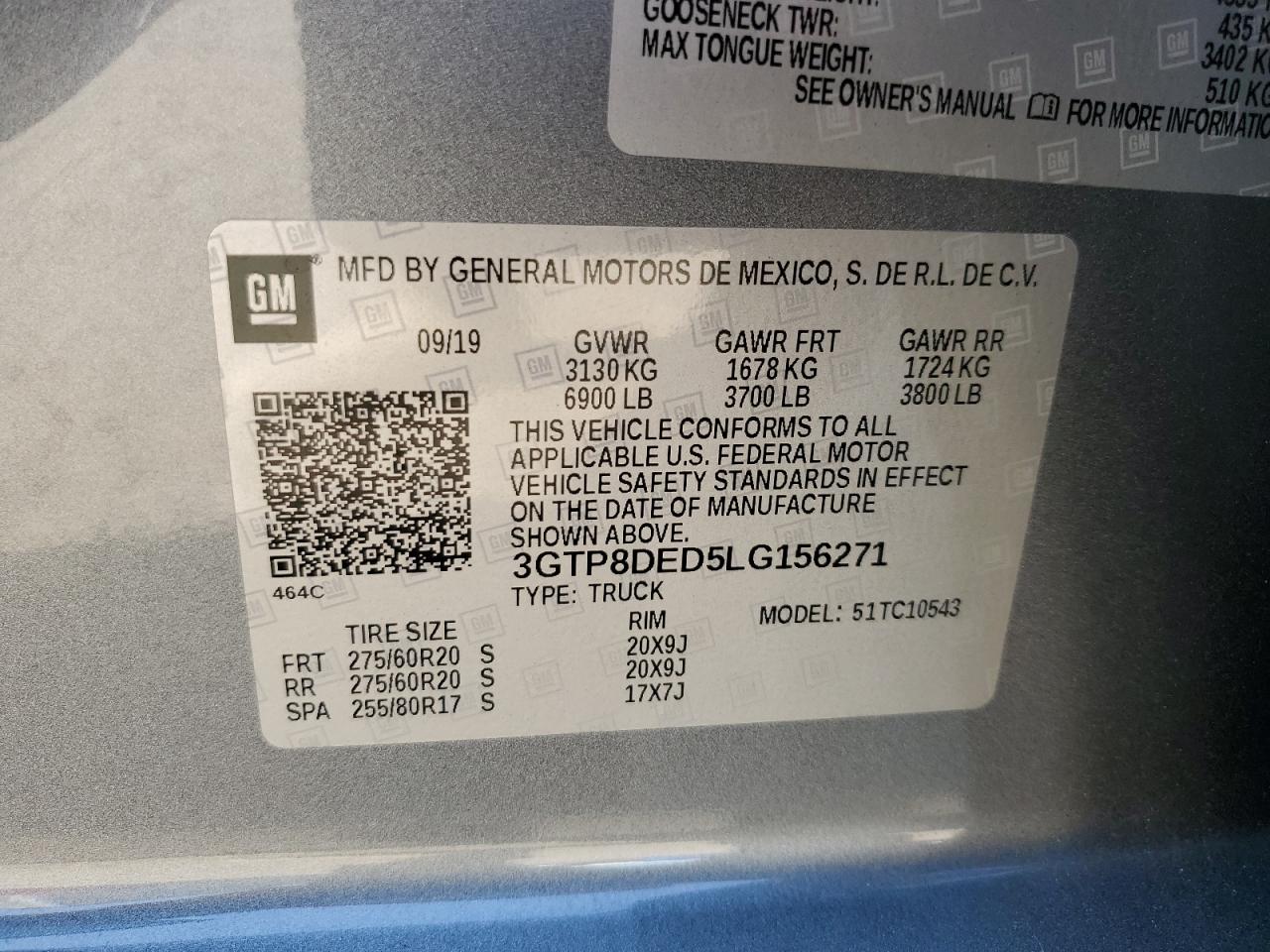 3GTP8DED5LG156271 2020 GMC Sierra C1500 Slt