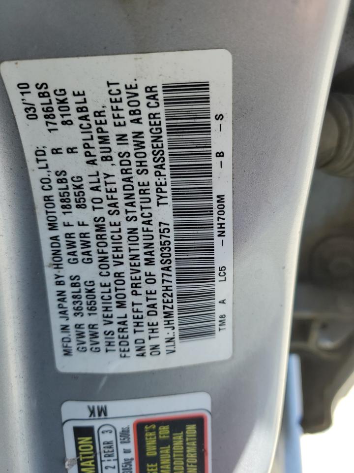 JHMZE2H77AS035757 2010 Honda Insight Ex