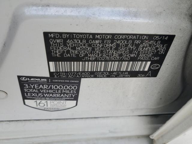 2014 Lexus Is 250 VIN: JTHBF1D27E5037760 Lot: 62030574