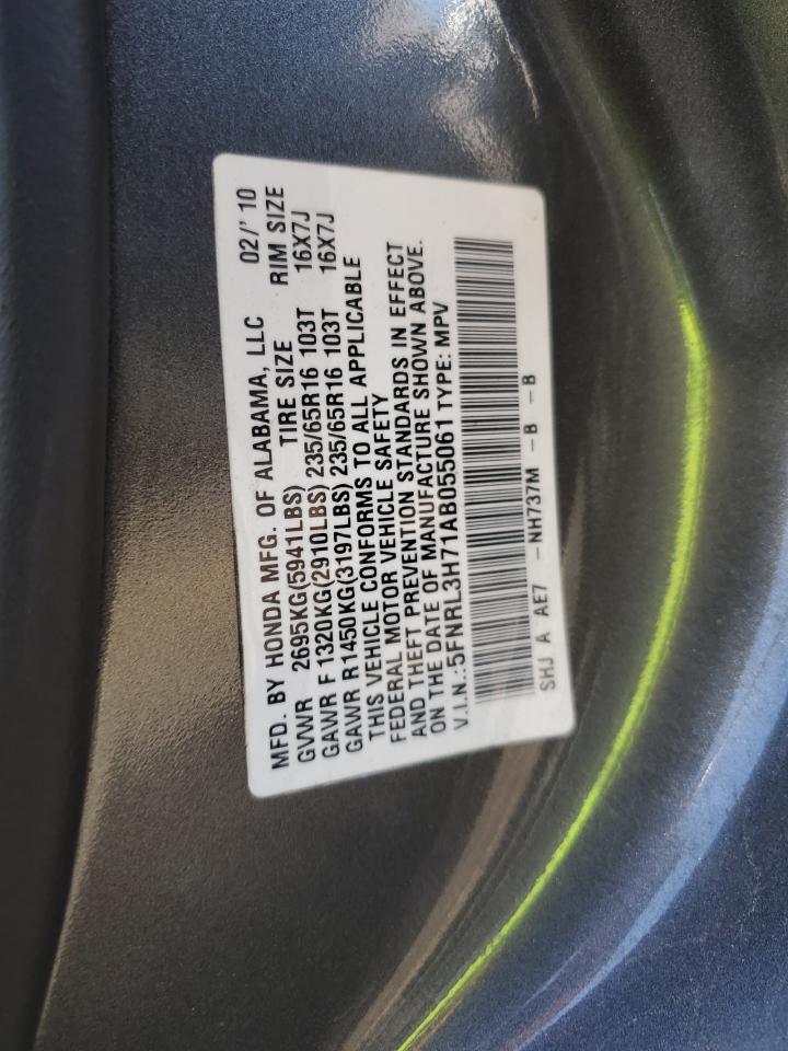5FNRL3H71AB055061 2010 Honda Odyssey Exl