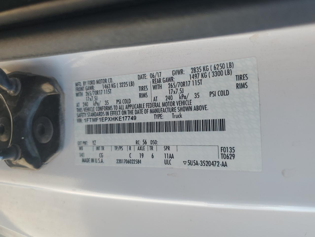 1FTMF1EPXHKE17749 2017 Ford F150