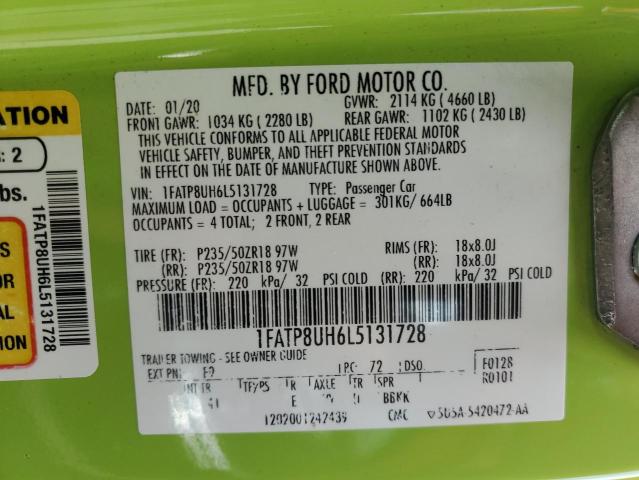 2020 FORD MUSTANG - 1FATP8UH6L5131728