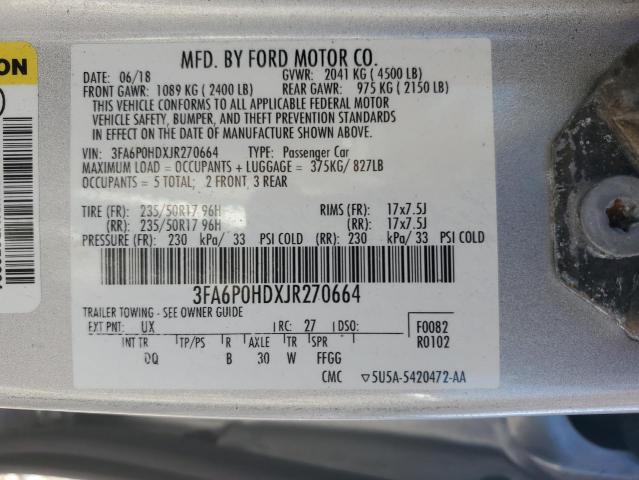 VIN 3FA6P0HDXJR270664 2018 Ford Fusion, SE no.12