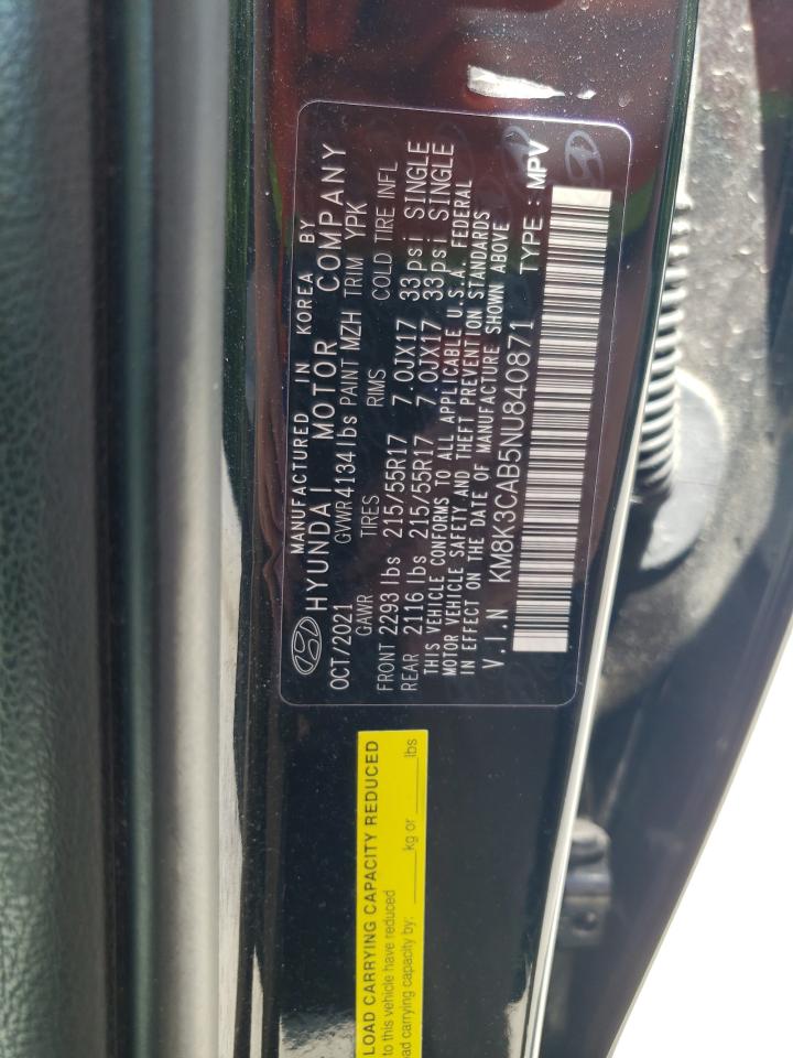 KM8K3CAB5NU840871 2022 Hyundai Kona Sel