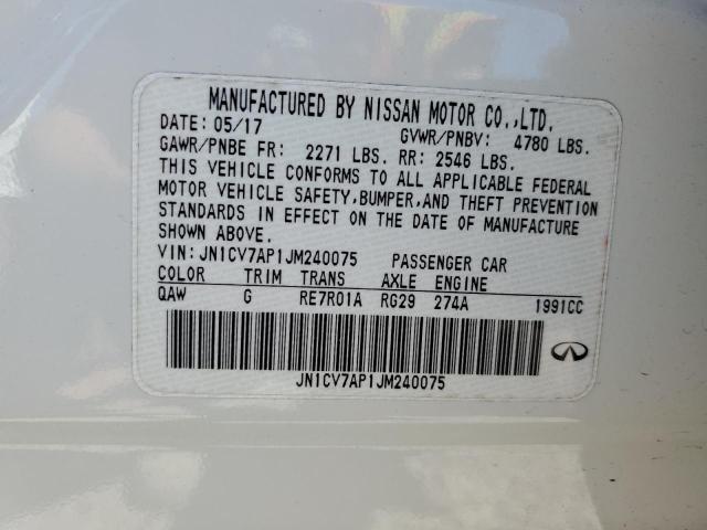 2018 Infiniti Q50 Pure VIN: JN1CV7AP1JM240075 Lot: 63031164