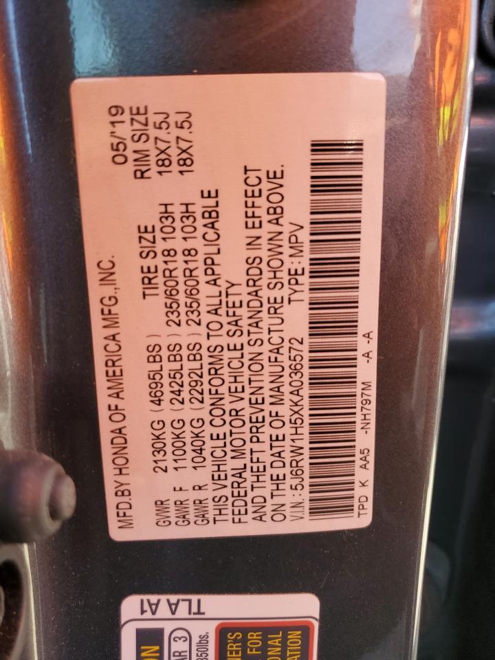 5J6RW1H5XKA036572 2019 Honda Cr-V Ex