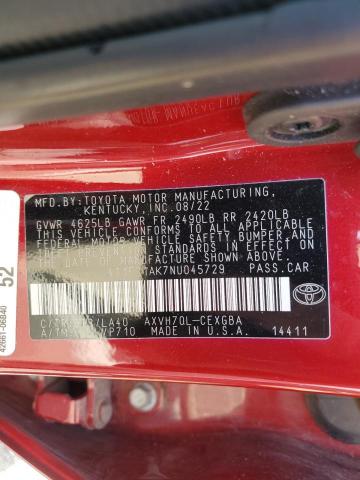 VIN 4T1F31AK7NU045729 2022 Toyota Camry, Xle no.12