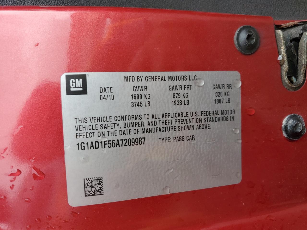 1G1AD1F56A7209987 2010 Chevrolet Cobalt 1Lt