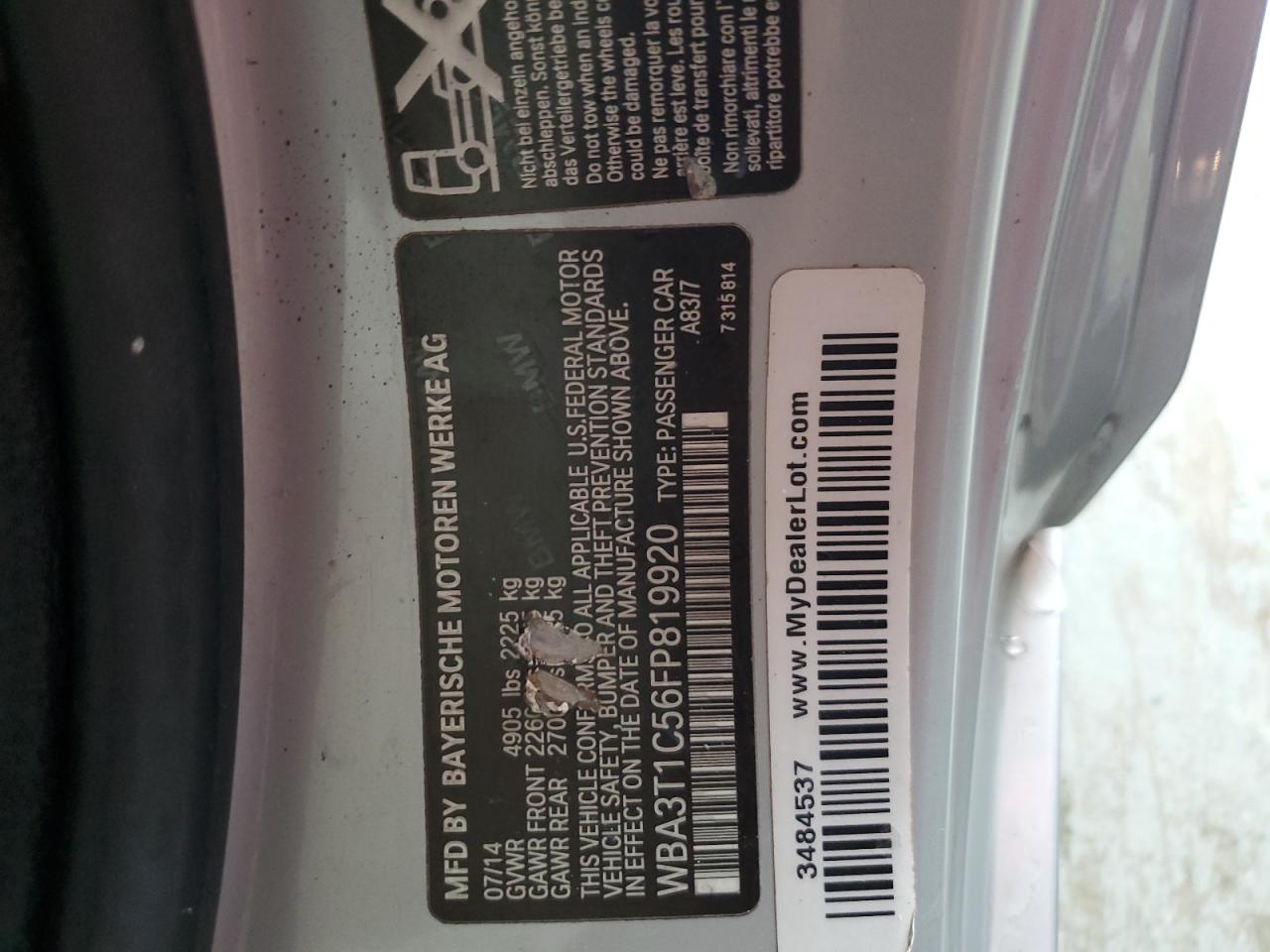 WBA3T1C56FP819920 2015 BMW 428 Xi Sulev