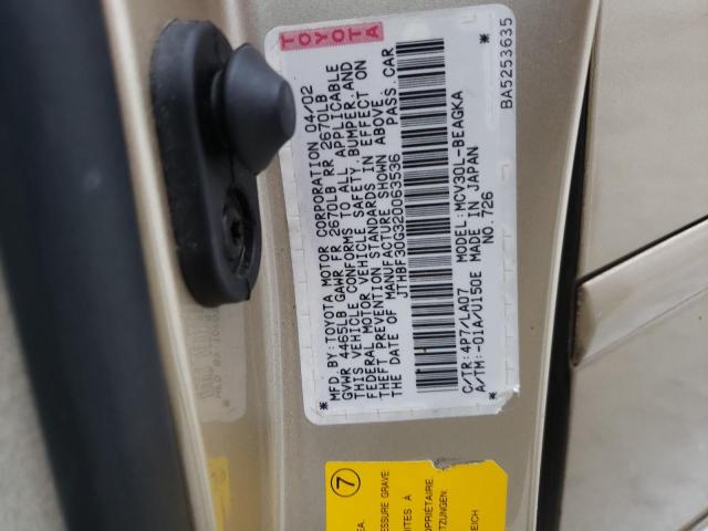 2002 Lexus Es 300 VIN: JTHBF30G320063536 Lot: 61458464