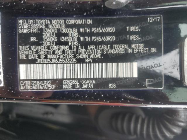 2018 Toyota 4Runner Sr5/Sr5 Premium VIN: JTEBU5JR6J5533235 Lot: 56596034