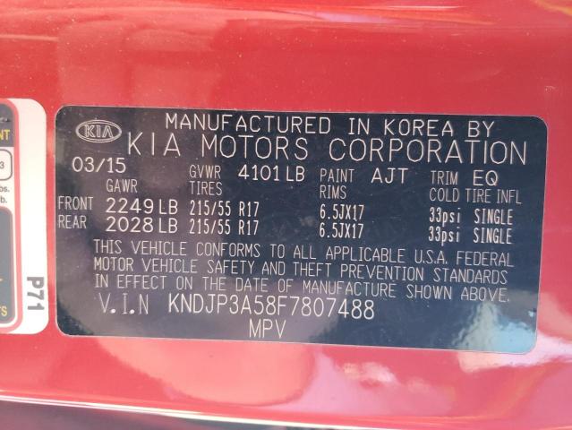 2015 Kia Soul + VIN: KNDJP3A58F7807488 Lot: 62031014