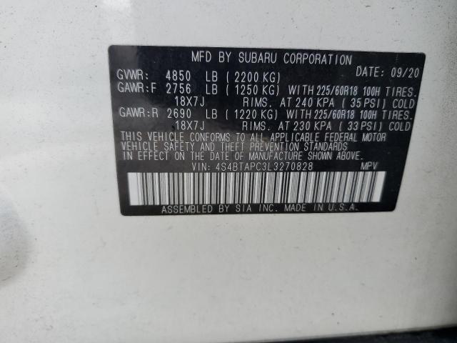 2020 SUBARU OUTBACK TO - 4S4BTAPC3L3270828