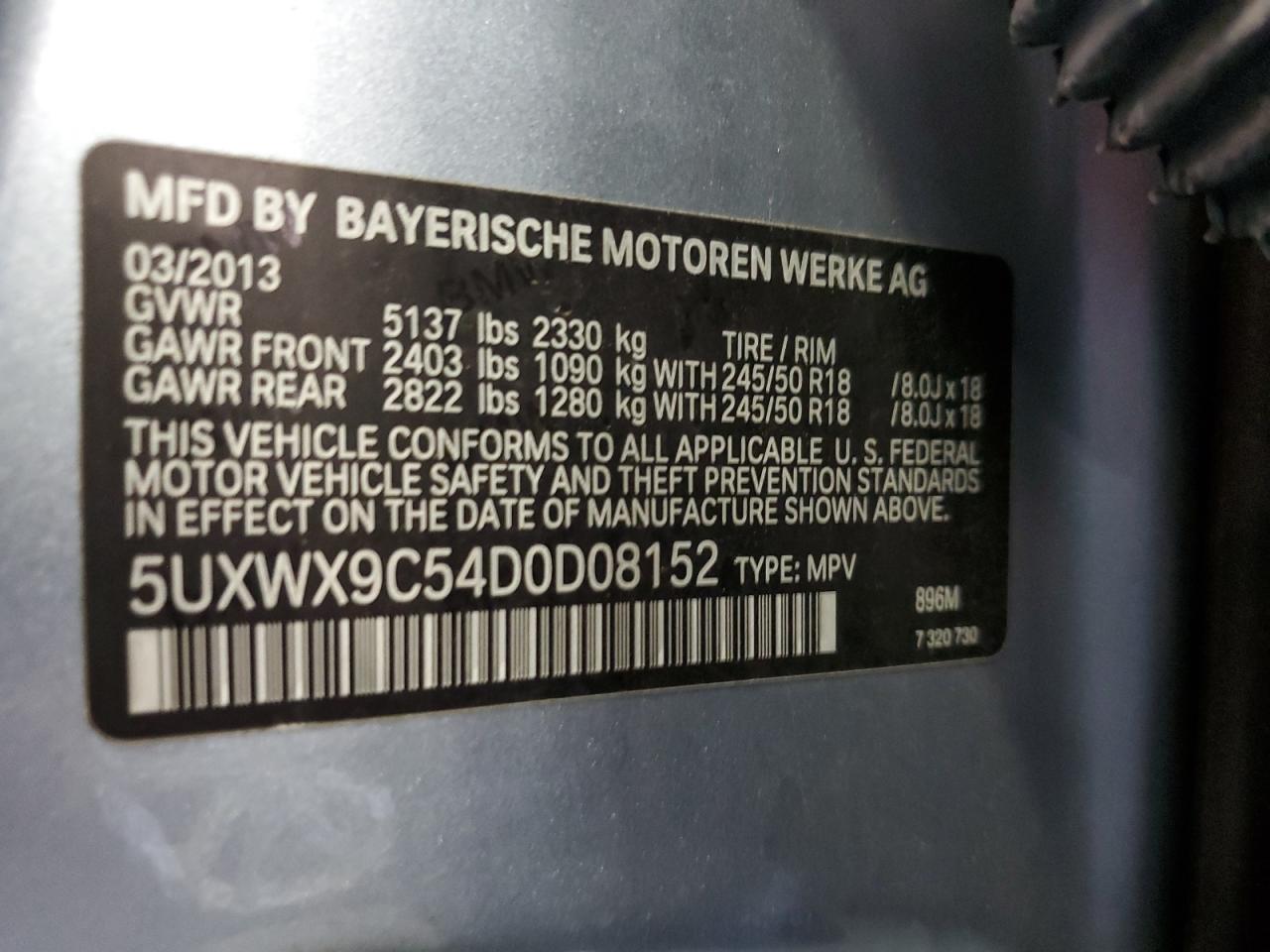 5UXWX9C54D0D08152 2013 BMW X3 xDrive28I