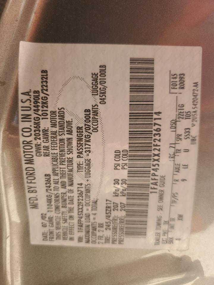 1FAFP45XX2F236714 2002 Ford Mustang Gt