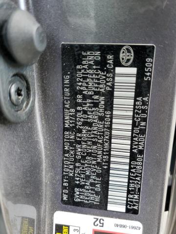 4T1B11HK7KU716046 2019 TOYOTA CAMRY - Image 12