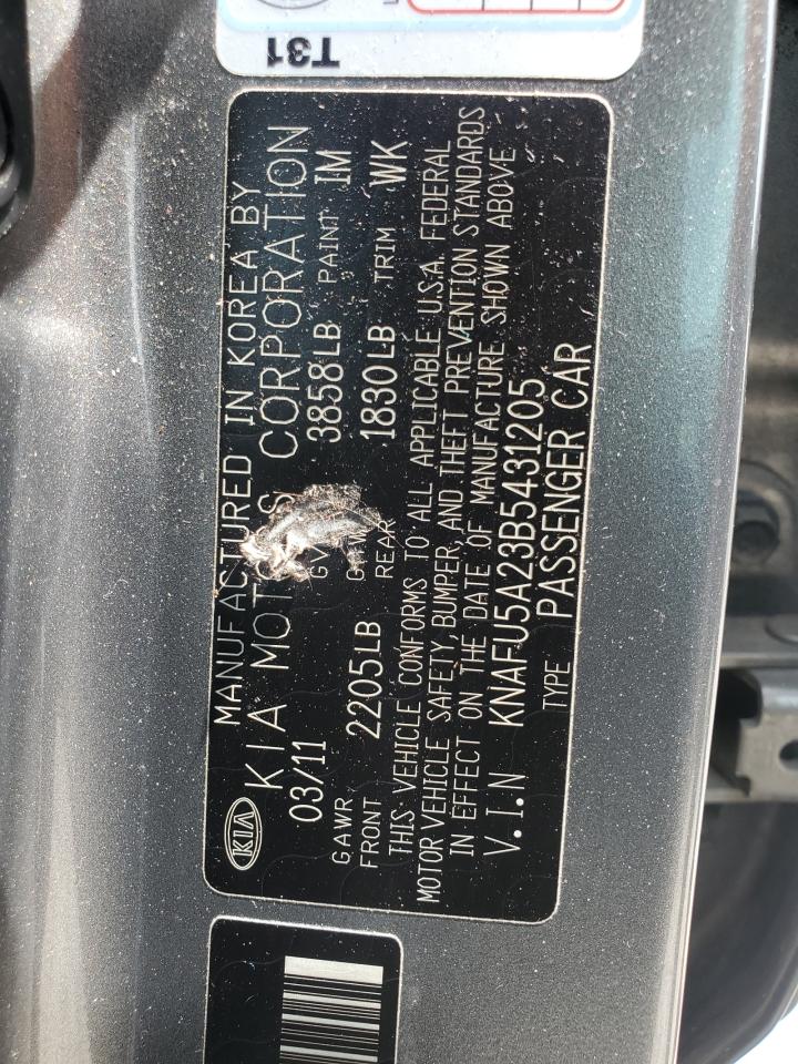 KNAFU5A23B5431205 2011 Kia Forte Ex