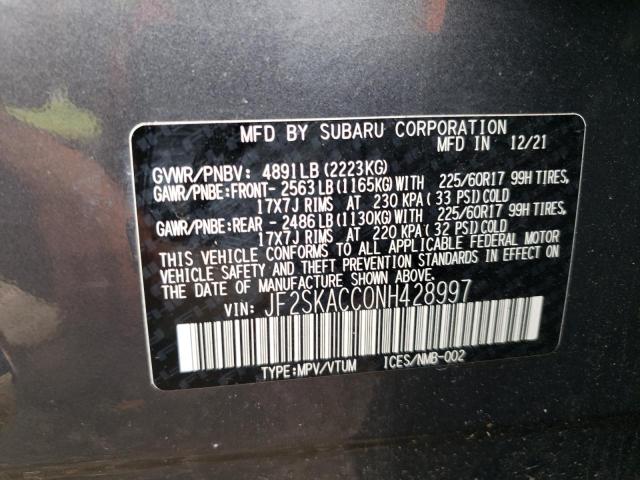 2022 SUBARU FORESTER JF2SKACC0NH428997