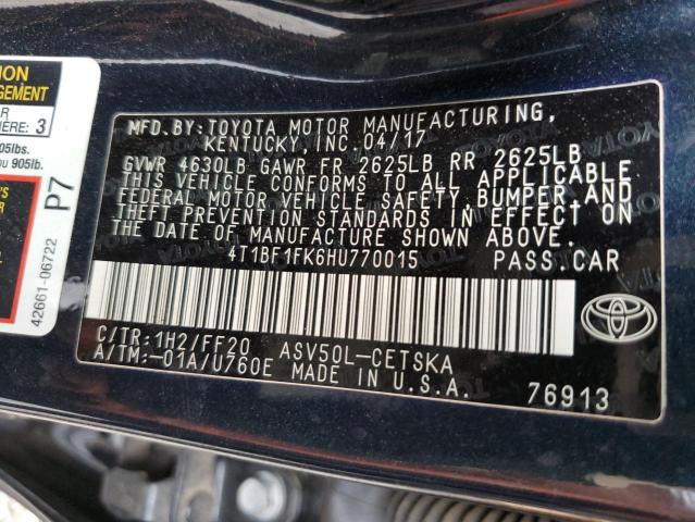 2017 TOYOTA CAMRY LE - 4T1BF1FK6HU770015