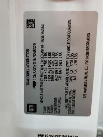 2022 Chevrolet Tahoe K1500 Z71 VIN: 1GNSKPKD1NR245329 Lot: 62962254