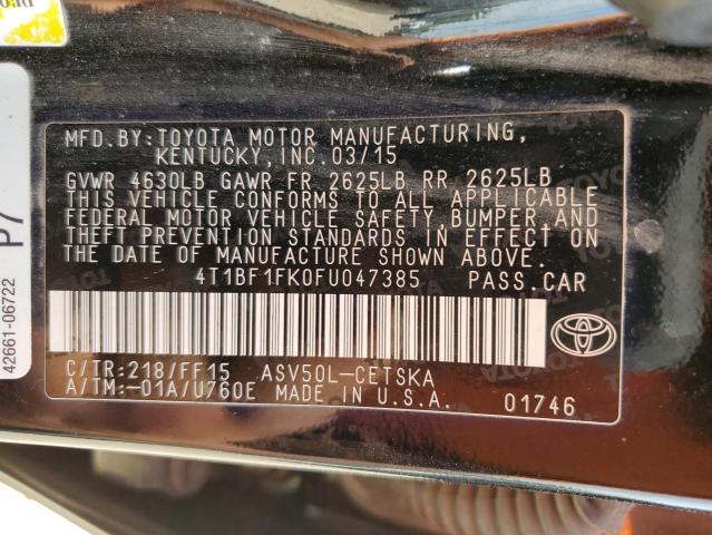 VIN 4T1BF1FK0FU047385 2015 Toyota Camry, LE no.13